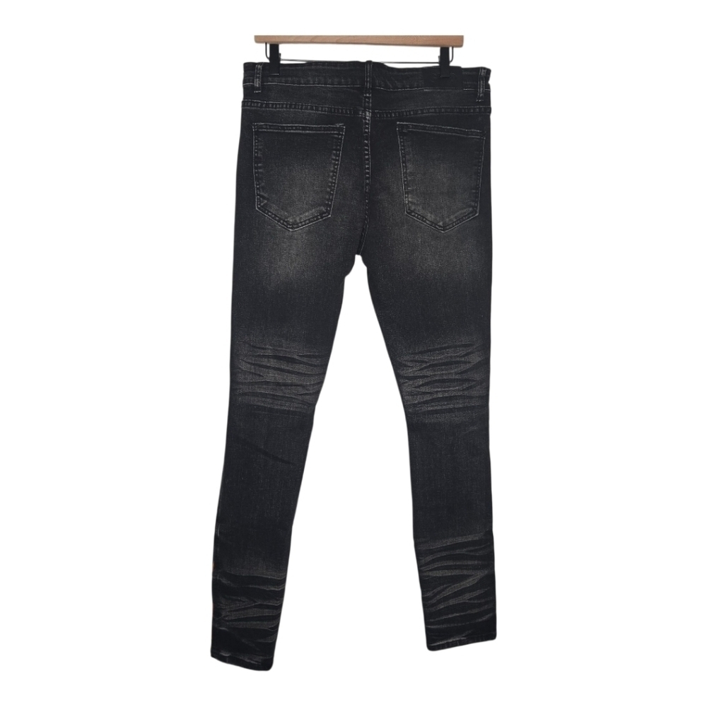 GFTD Mens Black Colorful Graffiti Painted Distressed Landon Denim Jeans 36 - Picture 2 of 16